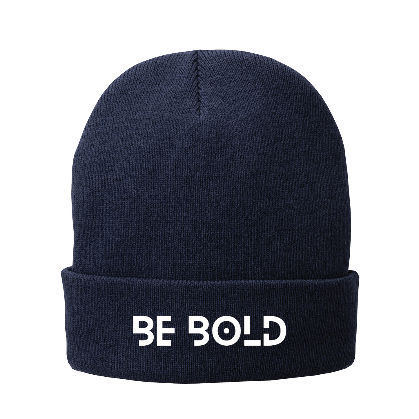 Embroidered Navy Beanie w/ White