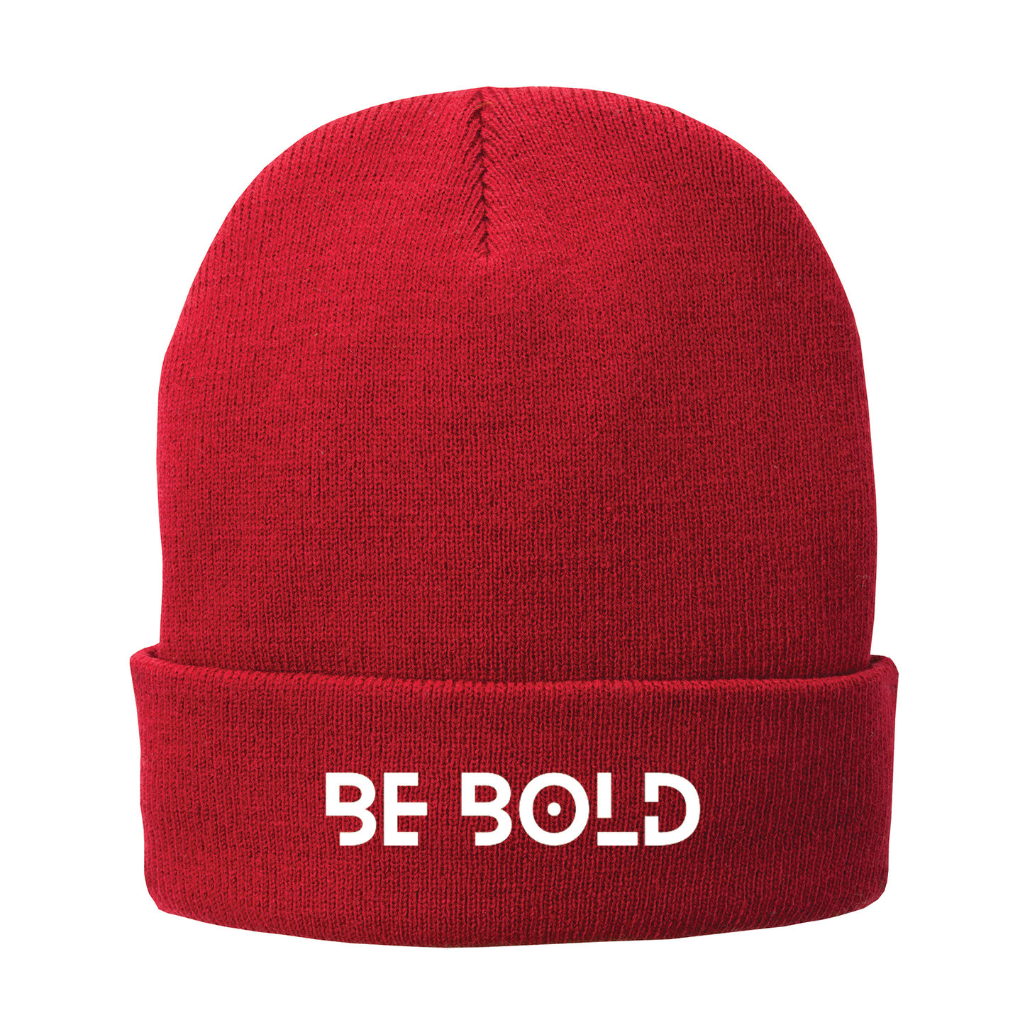 Embroidered Red Beanie w/ White