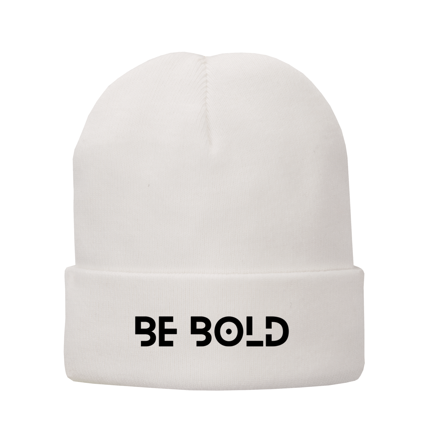 Embroidered White Beanie w/ Black