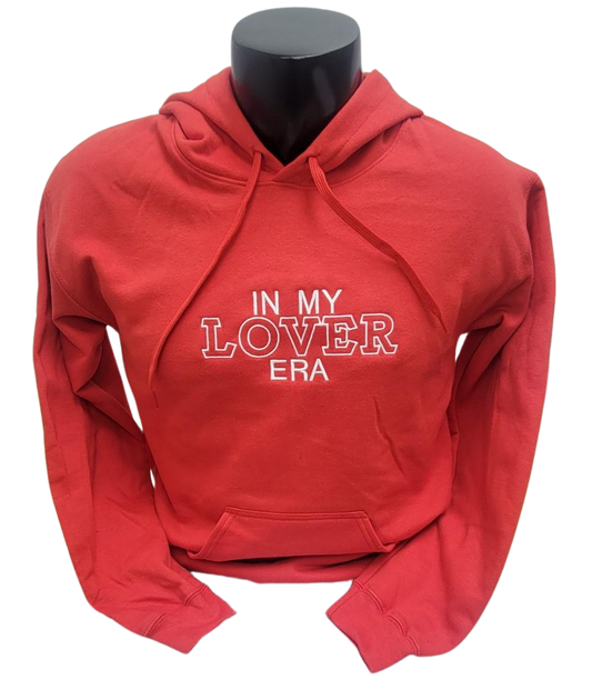 Embroidered "IN MY LOVER ERA" Red Hoodie
