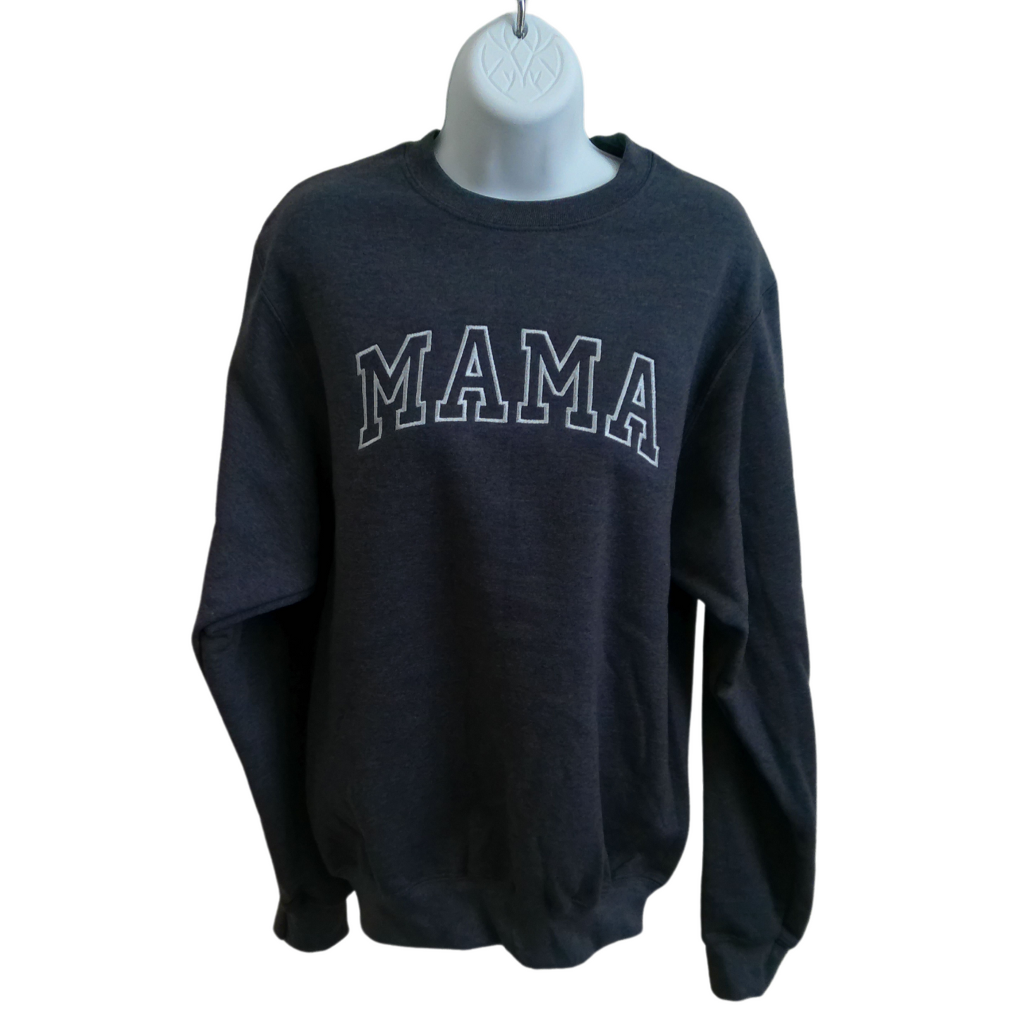 Embroidered MAMA Heather Navy Crewneck