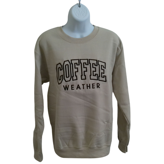 Embroidered Coffee Weather Sand Crewneck