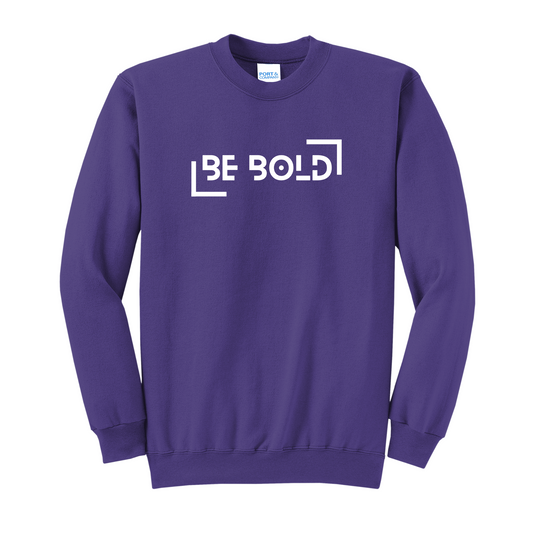 Be Bold Embroidered Purple Crewneck w/ White