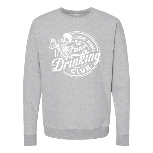 Official Member Day Drinking Club Ash Crewneck