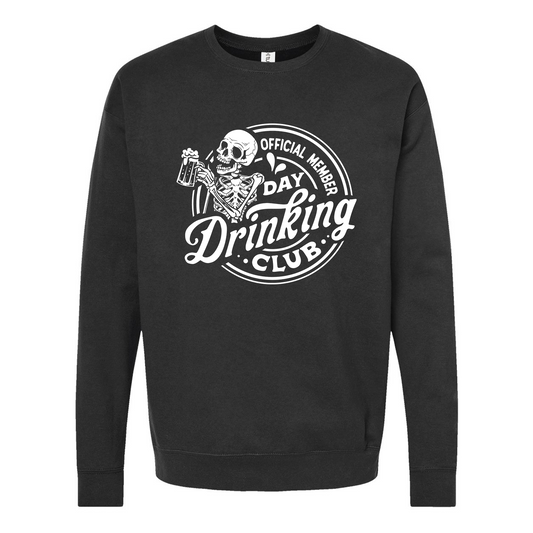 Official Member Day Drinking Club Black Crewneck